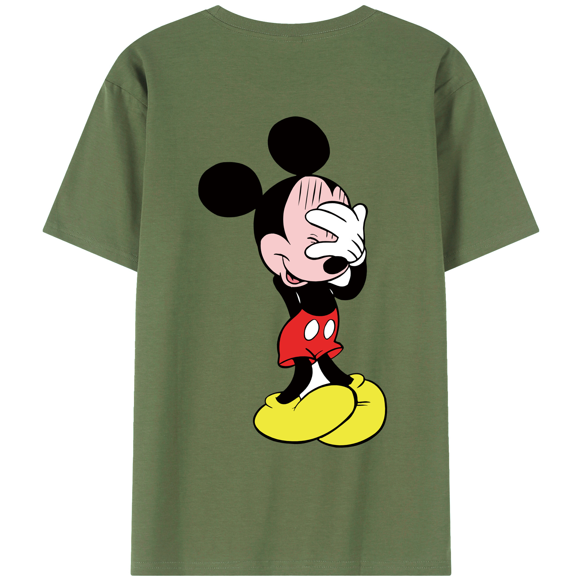 ミッキーマウス Mickey Mouse 綿100％ メンズ半袖Tシャツ（バックプリント） 通気性